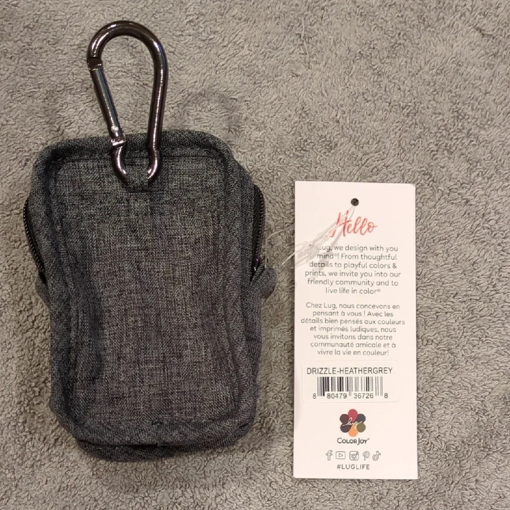 Lug Drizzle Mini Zip Storage Pouch - Heather Grey - NWT - Picture 2 of 6
